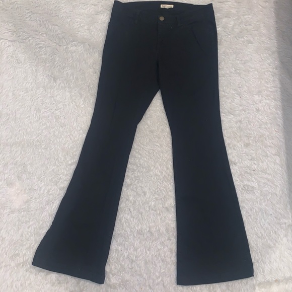 black wide leg denim jeans